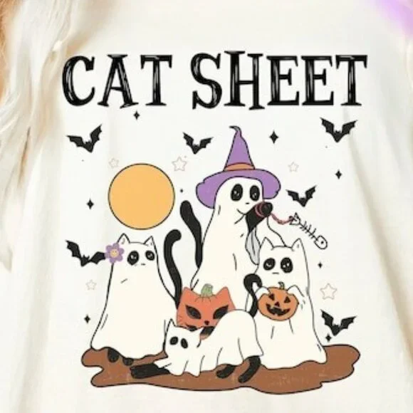 Black Cat Halloween, Ghost Cat, Halloween, Halloween Cat Shirt - Picture 3 of 3